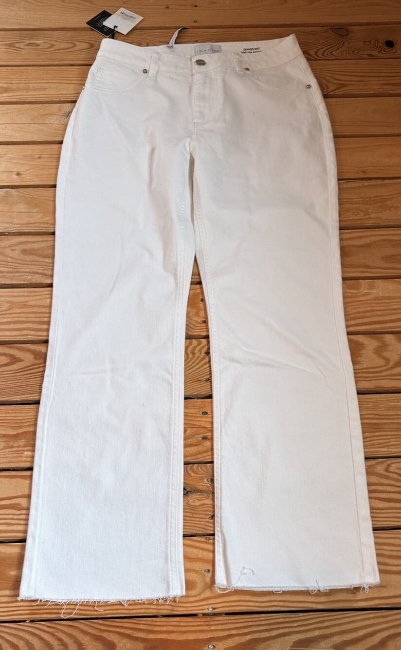 Lola Jeans NWT $120 Women’s Denver High Rise Straight Jeans Size 32 White P9